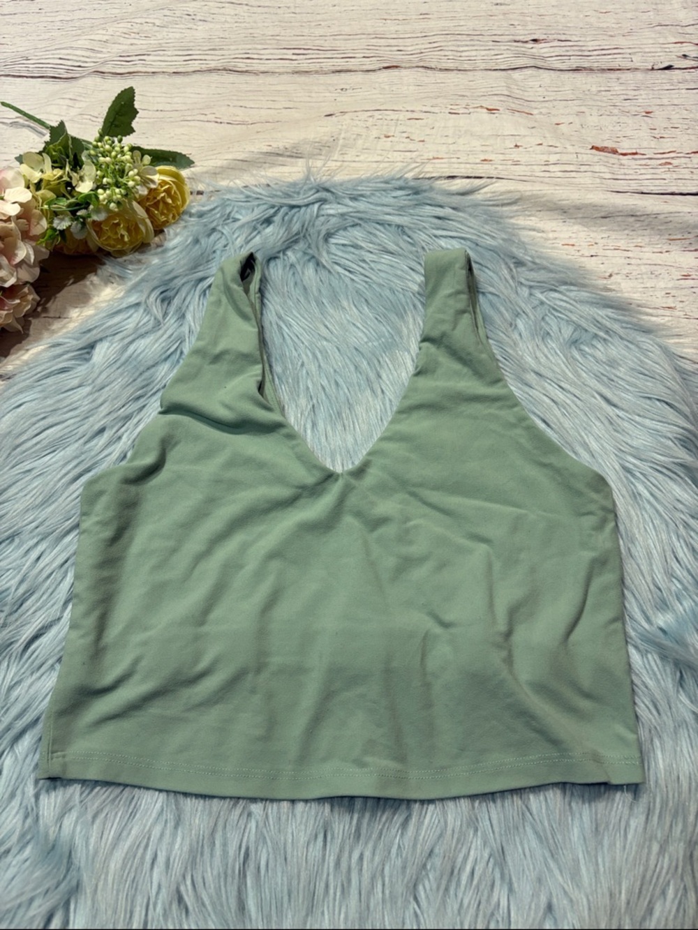 Carbon38 V-Neck Longline Bra in Melt - Granite Green - Picture 8 of 8